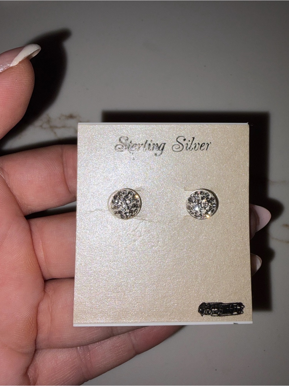 Sterling Silver Crystal Pavé Round Stud Earrings - Silver